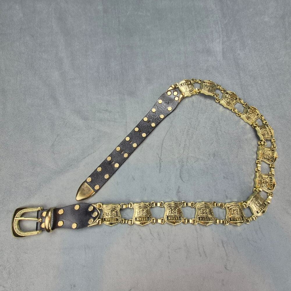 Vintage International Police Dept NY123 Gold Tone Generic Metal Belt
